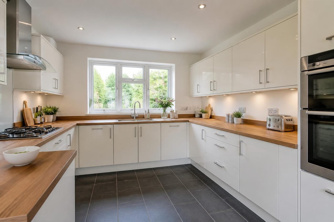 Modern fitted kitchen in a family home