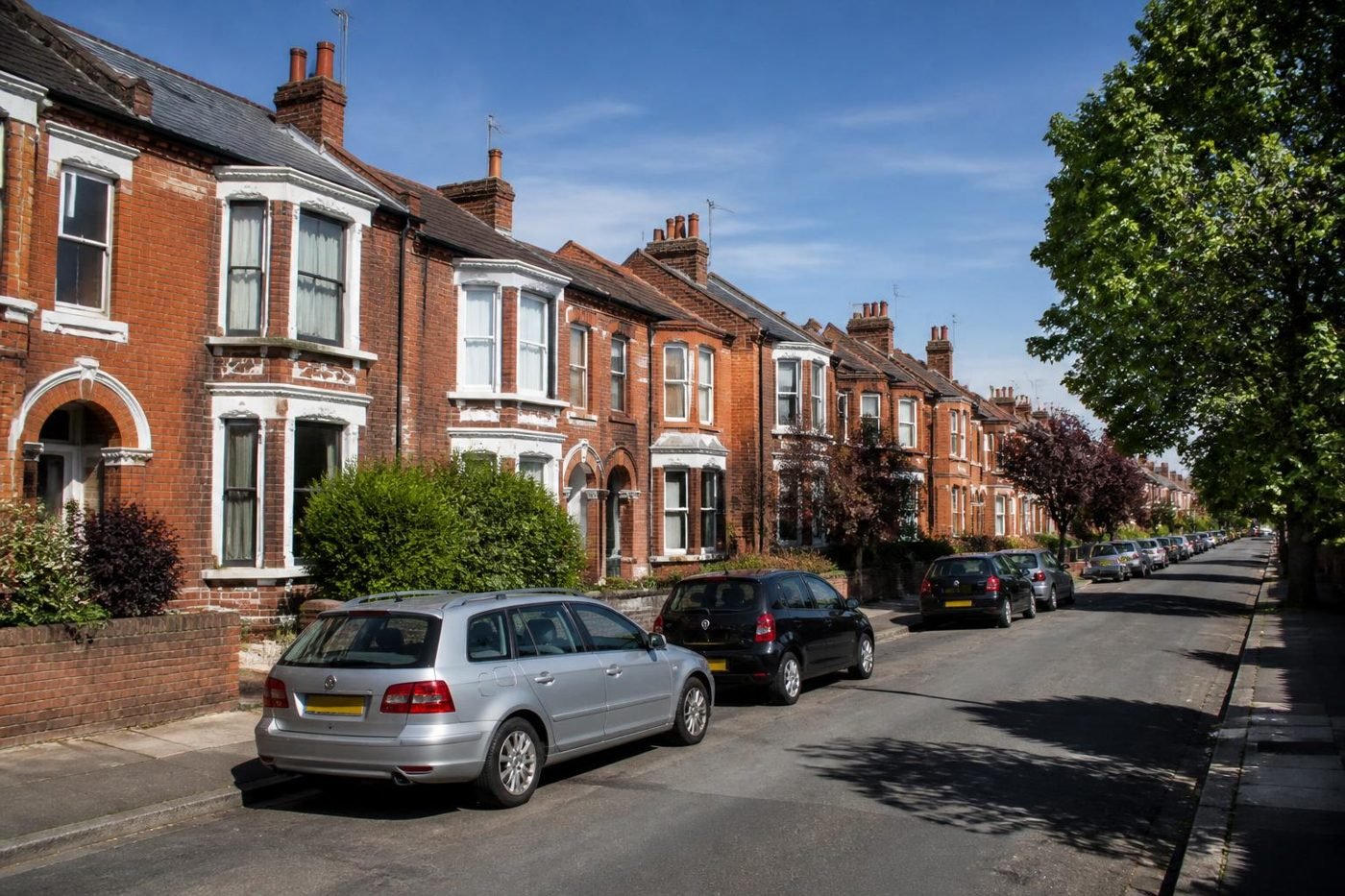Red-brick terraced street in the West Midlands